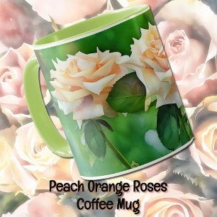 Schönes Peach Orange Rose Art Tasse Cup