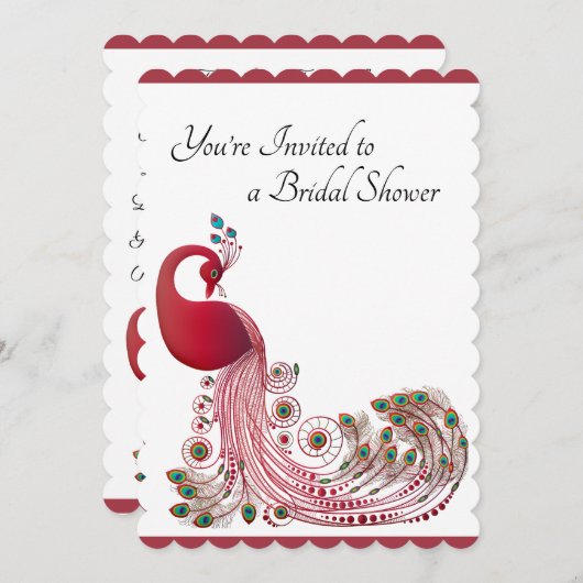 Schönes Peacock Brautparty Einladung (Vorne/Hinten)