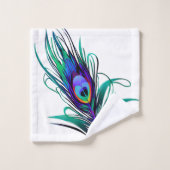 Schönes Peacock Feather Badhandtuch Set (Waschlappen)