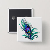 Schönes Peacock Feather Button (Vorne & Hinten)