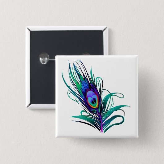 Schönes Peacock Feather Button (Vorne & Hinten)