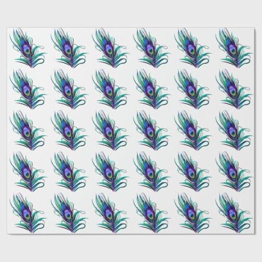 Schönes Peacock Feather Geschenkpapier (Flach)