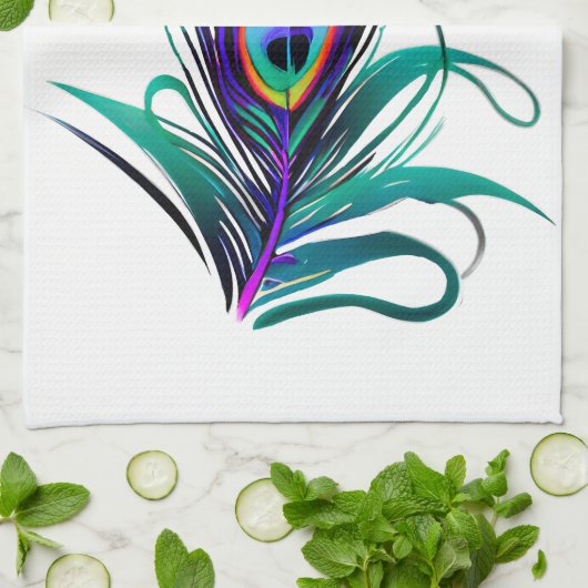 Schönes Peacock Feather Geschirrtuch (Gefaltet)