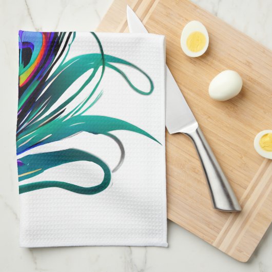 Schönes Peacock Feather Geschirrtuch (Viertel Falte)