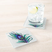 Schönes Peacock Feather Glasuntersetzer (Schrägansicht)