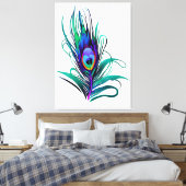 Schönes Peacock Feather Leinwanddruck (Insitu (Schlafzimmer))