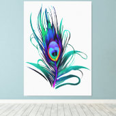 Schönes Peacock Feather Leinwanddruck (Insitu (Holzboden))