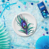 Schönes Peacock Feather Pappteller (Party)