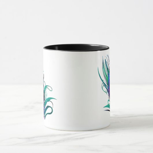 Schönes Peacock Feather Tasse (Zentrum)