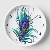 Schönes Peacock Feather Uhr (Vorderseite)