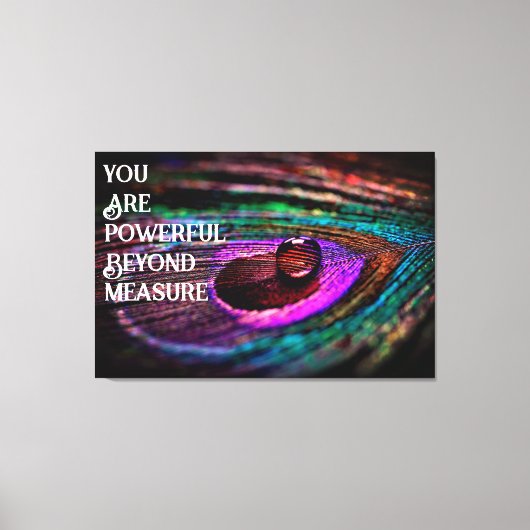 Schönes Peacock Feather Water Droplet Leinwanddruck (Vorderseite)