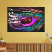 Schönes Peacock Feather Water Droplet Leinwanddruck (Insitu (Wohnzimmer))