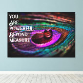 Schönes Peacock Feather Water Droplet Leinwanddruck (Insitu (Holzboden))