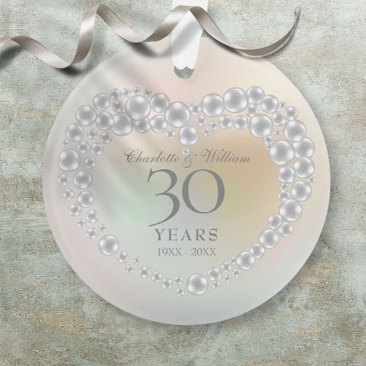 Schönes Pearl 30-jähriges Foto zum Hochzeitstag Ornament