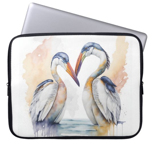 Schönes Pelican Couple, Pelican Liebe Bonds Laptopschutzhülle (Vorderseite)