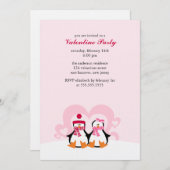 Schönes Penguin Couple Valentinstag Party Einladung (Vorne/Hinten)