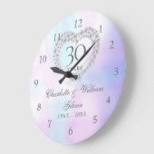 Schönes Perlenherz 30 Jahre alt Große Wanduhr (Winkel)