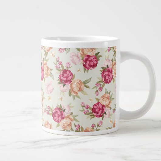 Schönes Perlmuster in Farbe auf Grün Jumbo-Tasse (Rechts)