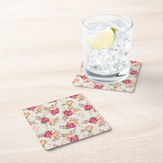 Schönes Perlmuster in Farbe auf Grün Rechteckiger Pappuntersetzer (Vor Ort)