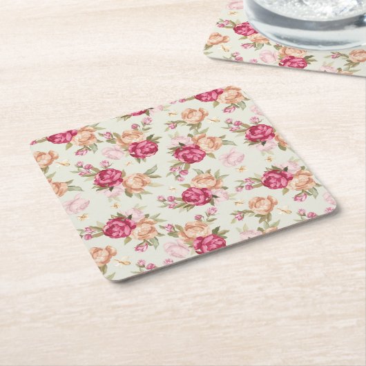 Schönes Perlmuster in Farbe auf Grün Rechteckiger Pappuntersetzer (angewinkelt)