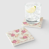 Schönes Perlmuster in Farbe auf Grün Steinuntersetzer (Seitenansicht)