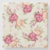 Schönes Perlmuster in Farbe auf Grün Steinuntersetzer (Vorderseite)