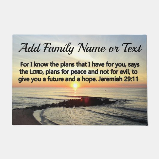 SCHÖNES PERSONALISIERT JEREMIAH 29:11 SONNENREISE FUßMATTE (Vorderseite)