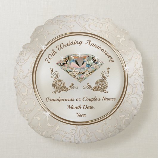 Schönes Personalisiertes 70-jähriges Jubiläum-Gesc Rundes Kissen (Vorderseite)