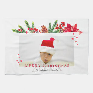Schönes Personalisiertes Foto für Weihnachtsrahm Geschirrtuch