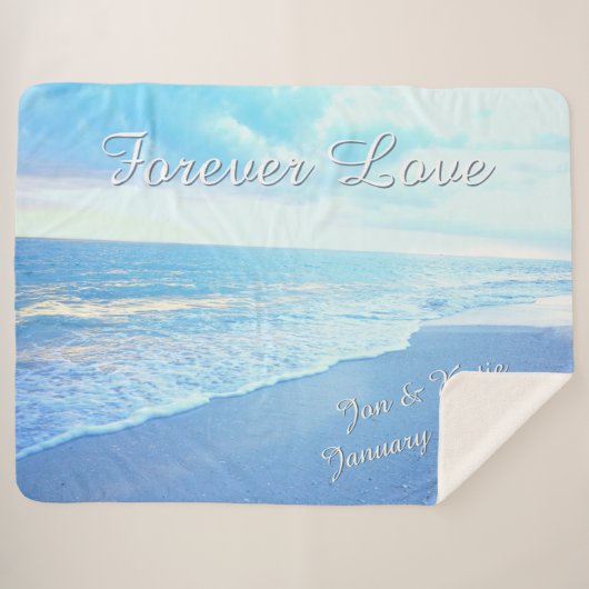 Schönes Personalisiertes Hochzeitstorch am Strand Sherpadecke (Vorderseite (Horizontal))