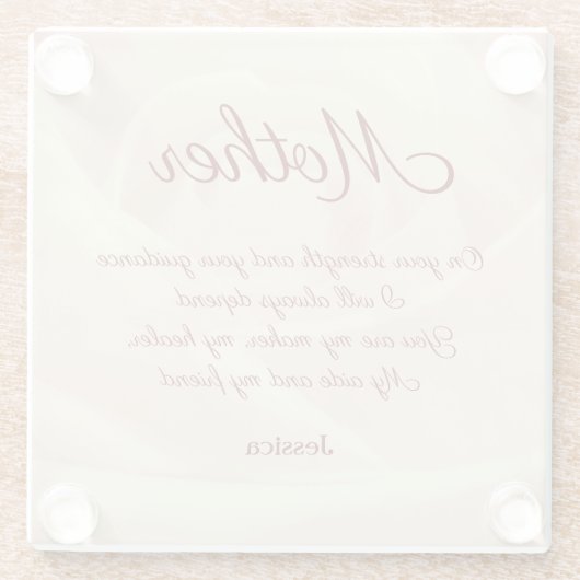 Schönes Personalisiertes Muttergedicht Glasuntersetzer (Rückseite)