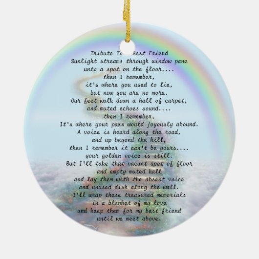 Schönes Personalisiertes Pet-Memorial mit Gebet Keramik Ornament (Hinten)