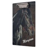 Schönes Personalisiertes Schwarzes Pferd  Klemmbrett (Links)