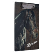 Schönes Personalisiertes Schwarzes Pferd  Klemmbrett (Rechts)