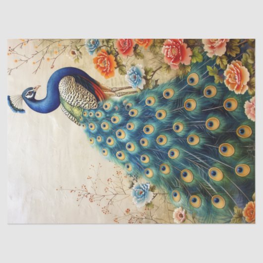 Schönes Pfauendekoupage Seidenpapier (Vorderseite)