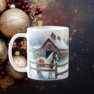 Schönes Pferd auf einem Weihnachtsbaum Kaffeetasse