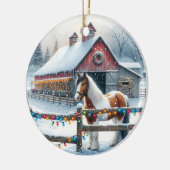 Schönes Pferd auf einem Weihnachtsbaum Personalisi Keramik Ornament (Links)