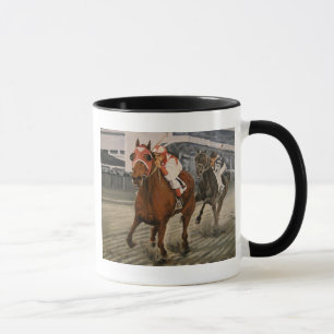 Schönes Pferd erfreut Besitzer bei klassischem Ren Tasse