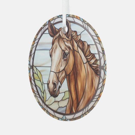 Schönes Pferd festgehalten Ornament Aus Glas (Vorderseite links)