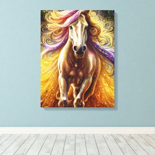 Schönes Pferd gekreist Canvas Print Leinwanddruck (Insitu (Holzboden))