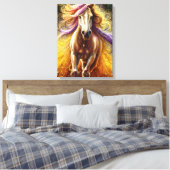 Schönes Pferd gekreist Canvas Print Leinwanddruck (Insitu (Schlafzimmer))