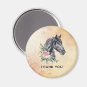 Schönes Pferd Head Portrait Wasserfarbe Vielen Dan Magnet (Vorderseite/Rückseite)