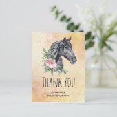 Schönes Pferd Head Portrait Wasserfarbe Vielen Dan Postkarte (Stehend Vorderseite)