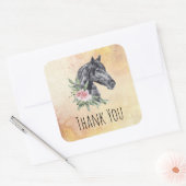 Schönes Pferd Head Portrait Wasserfarbe Vielen Dan Quadratischer Aufkleber (Umschlag)