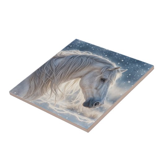 Schönes Pferd im Schnee Fliese (Seite)