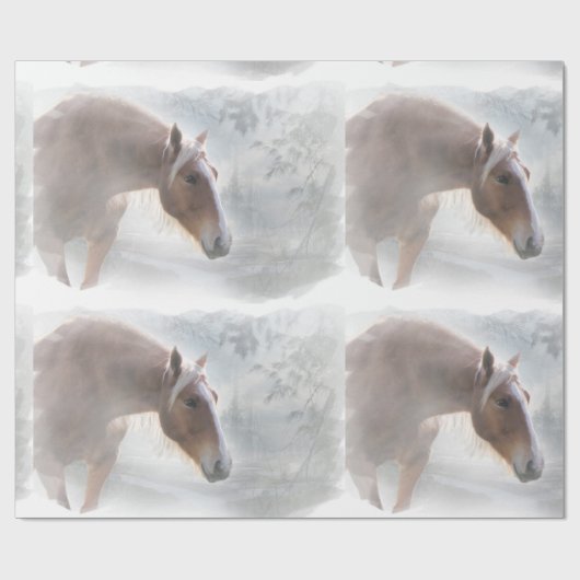 Schönes Pferd im Schnee Geschenkreise Geschenkpapier (Flach)