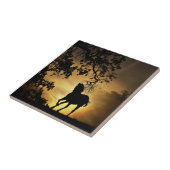 Schönes Pferd im Sonnenuntergang Kunst-Tile Fliese (Seite)
