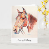 Schönes Pferd in der Bucht mit Rosette Karte (Gelbe Blume)