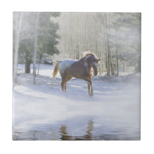 Schönes Pferd in der Sonne Kunstfliese Fliese