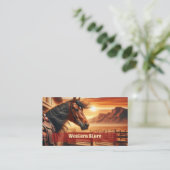 Schönes Pferd in der Wüste bei Sonnenuntergang Visitenkarte (Stehend Vorderseite)